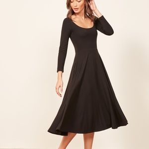 Reformation Lou Black Midi Dress